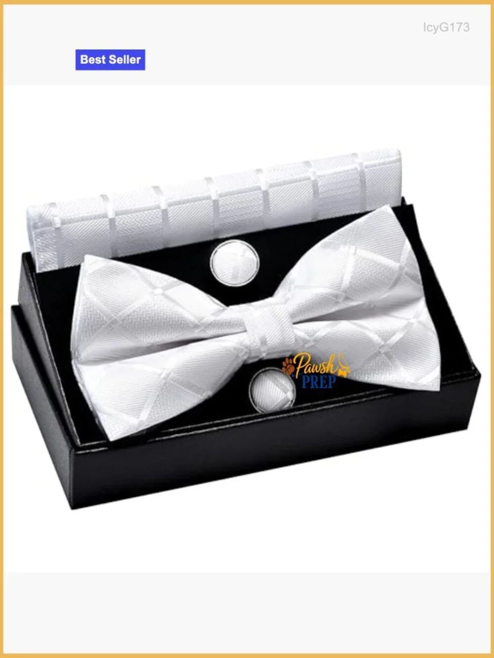 Silk Blend Pre-Tied Bow Tie Set with Pocket Square and Cufflinks